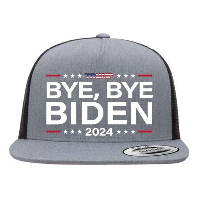 Trump 2024 Bye Bye Biden Dropped Out Election Funny Flat Bill Trucker Hat