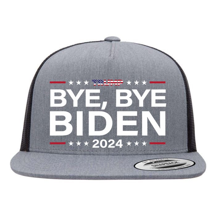 Trump 2024 Bye Bye Biden Dropped Out Election Funny Flat Bill Trucker Hat