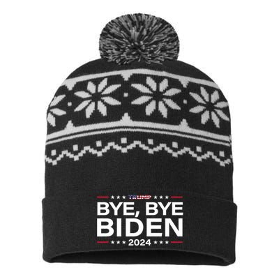 Trump 2024 Bye Bye Biden Dropped Out Election Funny USA-Made Snowflake Beanie