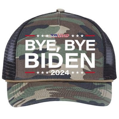 Trump 2024 Bye Bye Biden Dropped Out Election Funny Retro Rope Trucker Hat Cap