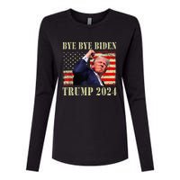 Trump 2024 Bye Bye Biden Dropped Out Election 2024 Womens Cotton Relaxed Long Sleeve T-Shirt