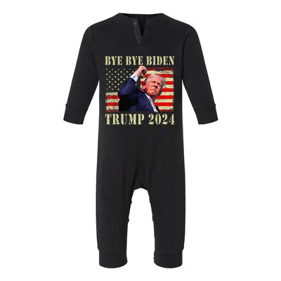 Trump 2024 Bye Bye Biden Dropped Out Election 2024 Infant Fleece One Piece