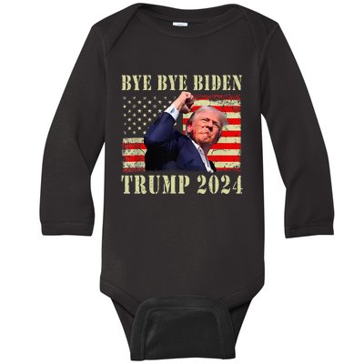 Trump 2024 Bye Bye Biden Dropped Out Election 2024 Baby Long Sleeve Bodysuit