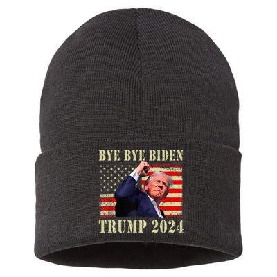 Trump 2024 Bye Bye Biden Dropped Out Election 2024 Sustainable Knit Beanie