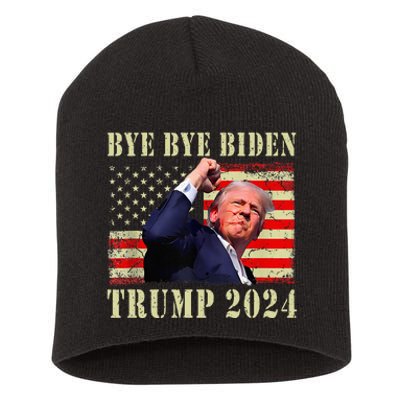 Trump 2024 Bye Bye Biden Dropped Out Election 2024 Short Acrylic Beanie