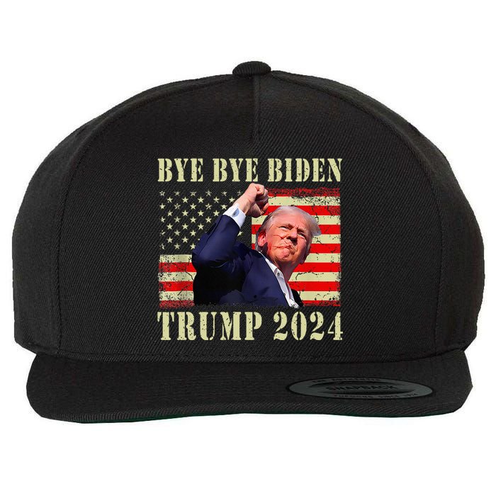 Trump 2024 Bye Bye Biden Dropped Out Election 2024 Wool Snapback Cap