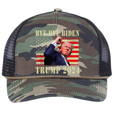 Trump 2024 Bye Bye Biden Dropped Out Election 2024 Retro Rope Trucker Hat Cap