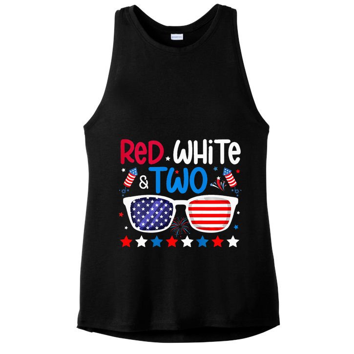 Two 2nd Birthday 4th Of July 2nd Birthday Party Ladies PosiCharge Tri-Blend Wicking Tank