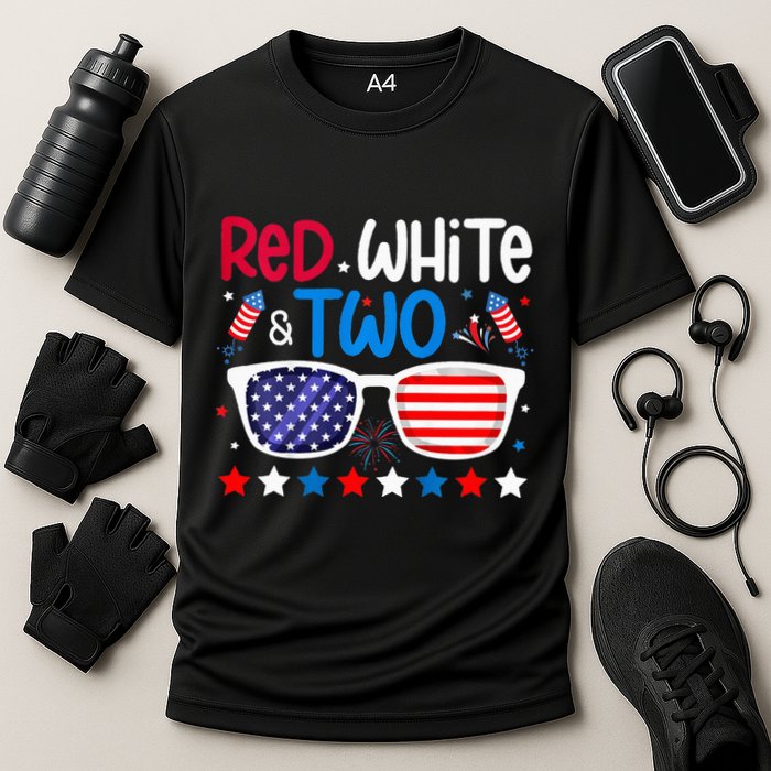 Two 2nd Birthday 4th Of July 2nd Birthday Party Cooling Performance Crew T-Shirt