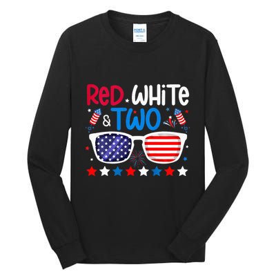 Two 2nd Birthday 4th Of July 2nd Birthday Party Tall Long Sleeve T-Shirt
