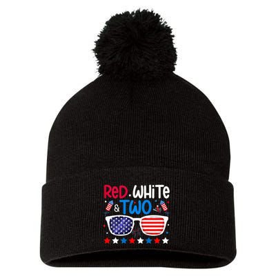Two 2nd Birthday 4th Of July 2nd Birthday Party Pom Pom 12in Knit Beanie
