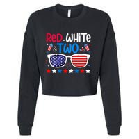 Two 2nd Birthday 4th Of July 2nd Birthday Party Cropped Pullover Crew