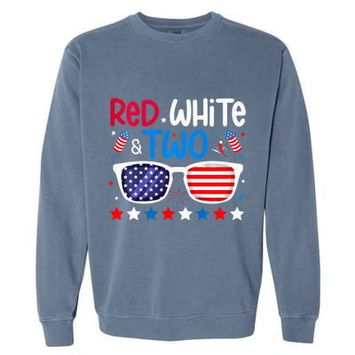 Two 2nd Birthday 4th Of July 2nd Birthday Party Garment-Dyed Sweatshirt