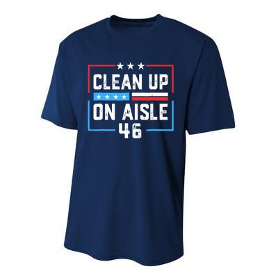 Trump 2024 Back America Clean Up On Aisle 46 Anti Joe Biden Performance Sprint T-Shirt