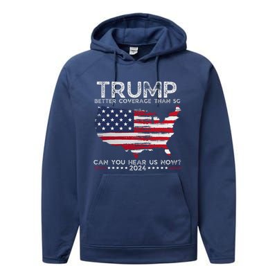 Trump 2024 Better Coverage Than 5g Can You Hear Us Now Performance Fleece Hoodie