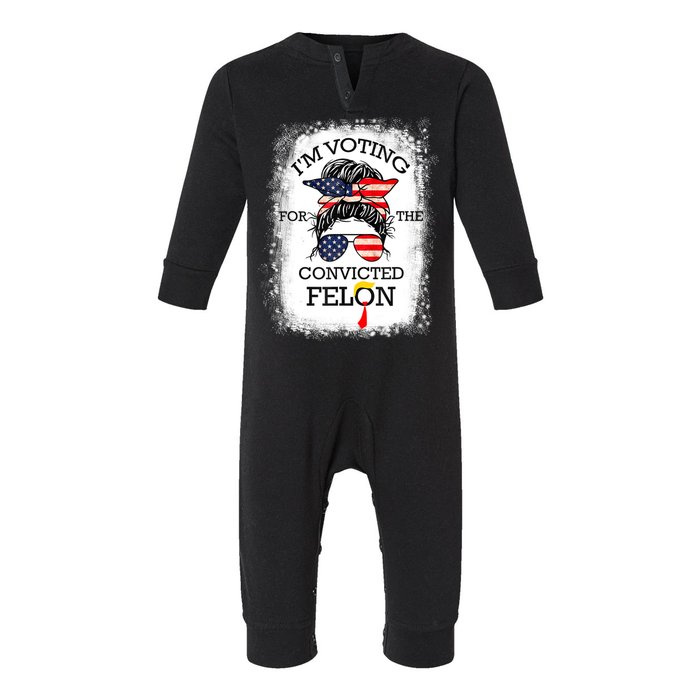 Trump 2024 Convicted Felon IM Voting Convicted Felon 2024 Infant Fleece One Piece