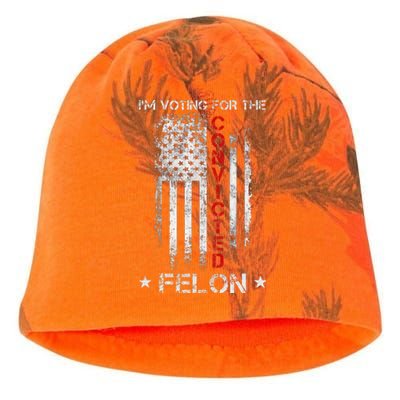 Trump 2024 Convicted Felon IM Voting Convicted Felon 2024 Kati - Camo Knit Beanie