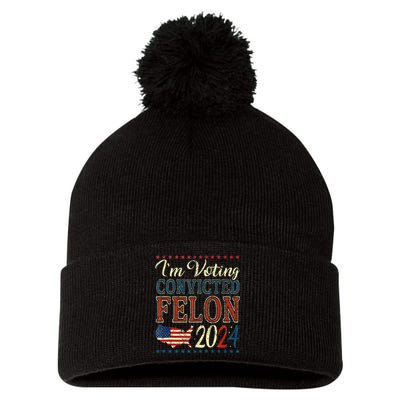 Trump 2024 Convicted Felon Pom Pom 12in Knit Beanie