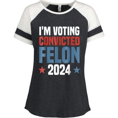 Trump 2024 Convicted Felon Im Voting Convicted Felon 2024 Enza Ladies Jersey Colorblock Tee