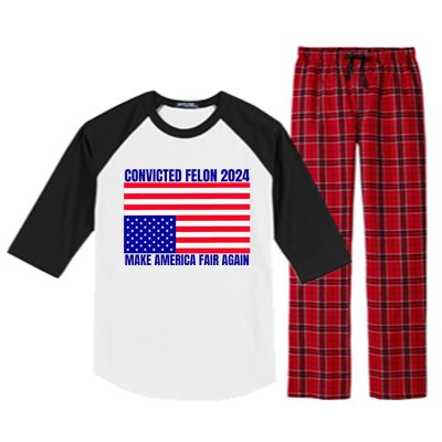 Trump 2024 Convicted Felon American Flag Raglan Sleeve Pajama Set