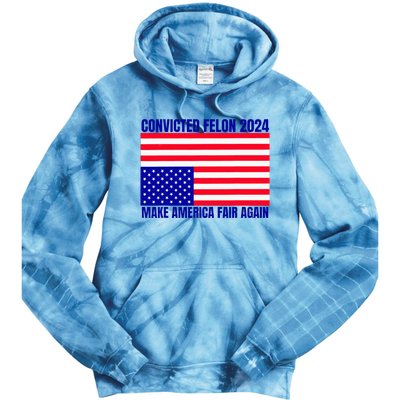 Trump 2024 Convicted Felon American Flag Tie Dye Hoodie