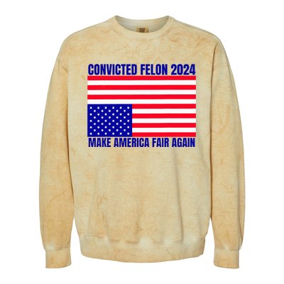 Trump 2024 Convicted Felon American Flag Colorblast Crewneck Sweatshirt