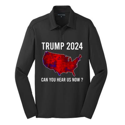 Trump 2024 Can You Hear Us Now Silk Touch Performance Long Sleeve Polo