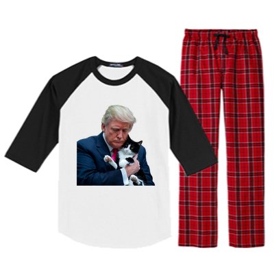 Trump 2024 Cat Maga Funny Trump Cat Raglan Sleeve Pajama Set