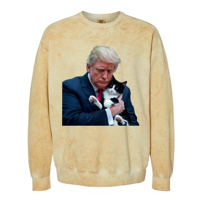 Trump 2024 Cat Maga Funny Trump Cat Colorblast Crewneck Sweatshirt