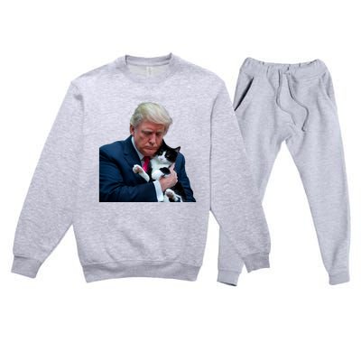 Trump 2024 Cat Maga Funny Trump Cat Premium Crewneck Sweatsuit Set