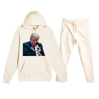 Trump 2024 Cat Maga Funny Trump Cat Premium Hooded Sweatsuit Set