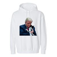 Trump 2024 Cat Maga Funny Trump Cat Garment-Dyed Fleece Hoodie