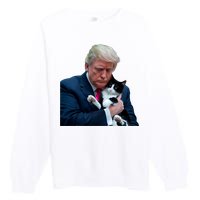 Trump 2024 Cat Maga Funny Trump Cat Premium Crewneck Sweatshirt