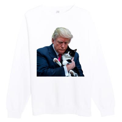 Trump 2024 Cat Maga Funny Trump Cat Premium Crewneck Sweatshirt