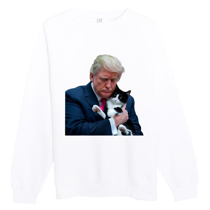 Trump 2024 Cat Maga Funny Trump Cat Premium Crewneck Sweatshirt