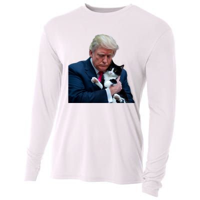 Trump 2024 Cat Maga Funny Trump Cat Cooling Performance Long Sleeve Crew