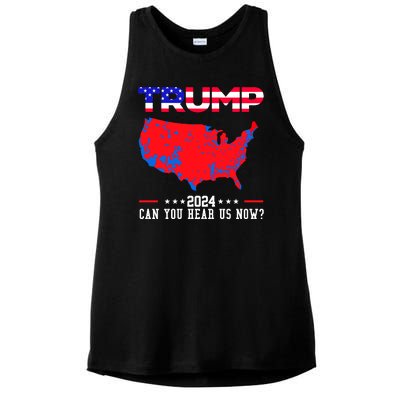 Trump 2024 Can You Hear Us Now Pro Donald Trump Election Usa Map Ladies PosiCharge Tri-Blend Wicking Tank