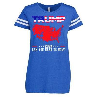 Trump 2024 Can You Hear Us Now Pro Donald Trump Election Usa Map Enza Ladies Jersey Football T-Shirt