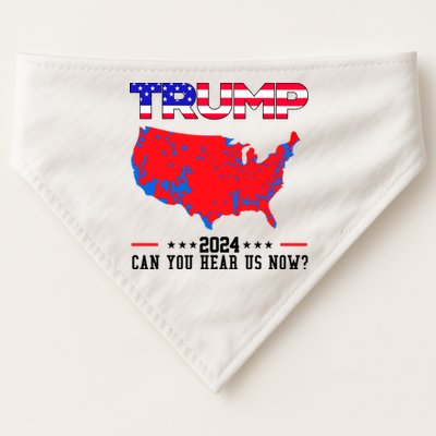Trump 2024 Can You Hear Us Now Pro Donald Trump Election Usa Map USA-Made Doggie Bandana