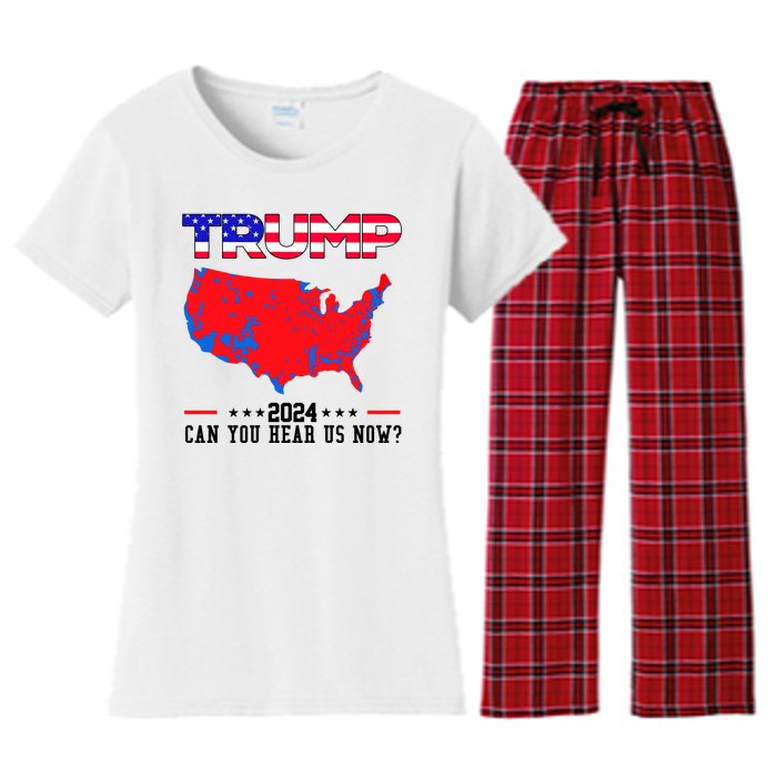 Trump 2024 Can You Hear Us Now Pro Donald Trump Election Usa Map Women's Flannel Pajama Set