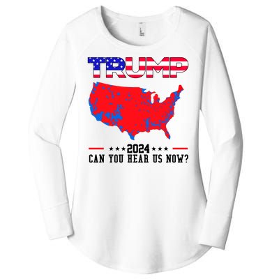 Trump 2024 Can You Hear Us Now Pro Donald Trump Election Usa Map Women's Perfect Tri Tunic Long Sleeve Shirt