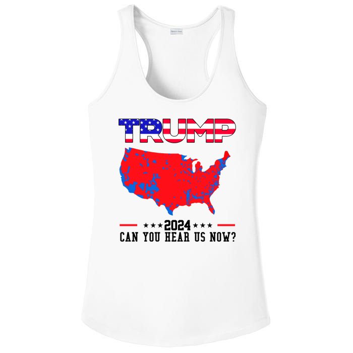 Trump 2024 Can You Hear Us Now Pro Donald Trump Election Usa Map Ladies PosiCharge Competitor Racerback Tank