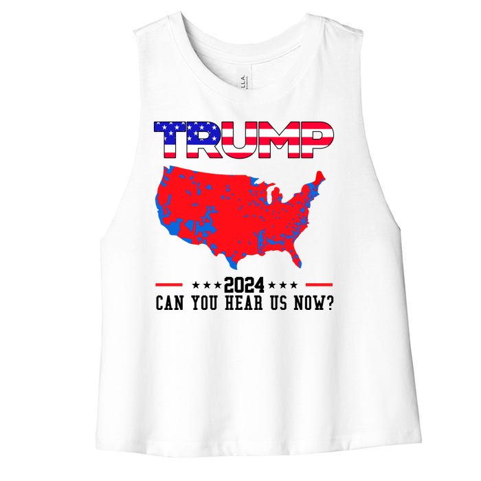 Trump 2024 Can You Hear Us Now Pro Donald Trump Election Usa Map Women's Racerback Cropped Tank