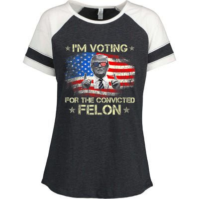 Trump 2024 Convicted Felon Im Voting Convicted Felon 2024 Enza Ladies Jersey Colorblock Tee