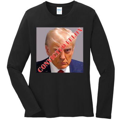 Trump 2024 Convinced Felon Ladies Long Sleeve Shirt