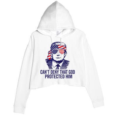 Trump 2024 CanT Deny That God Protected Him Crop Fleece Hoodie