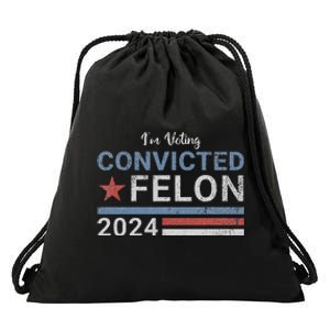 Trump 2024 Convicted Felon Voting Humor Drawstring Bag