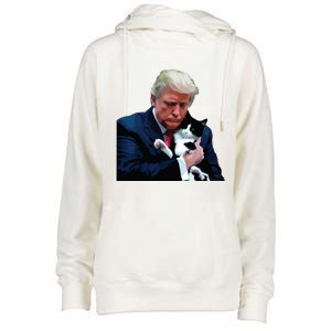 Trump 2024 Cat Maga Funny Trump Cat Womens Funnel Neck Pullover Hood