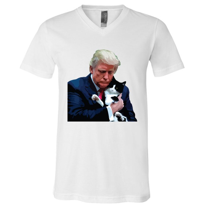 Trump 2024 Cat Maga Funny Trump Cat V-Neck T-Shirt