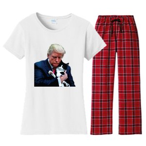 Trump 2024 Cat Maga Funny Trump Cat Women's Flannel Pajama Set